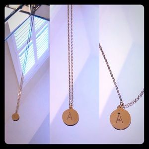 Custom A gold necklace on long 16” chain